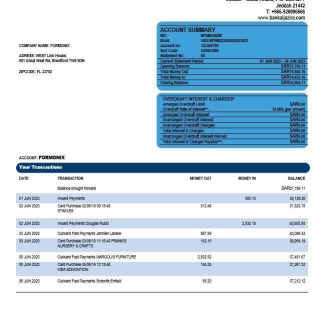 Bank AlJazira firm account statement Word and PDF template download template file