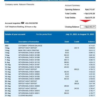 Bank BTN company account statement Word and PDF template download template file