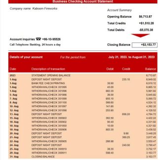 Bank of Beijing firm statement Word and PDF template download template file