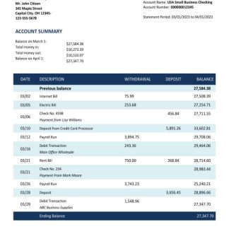 BANK of Communications bank enterprise account statement Word and PDF template download template file