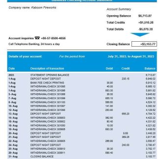 Bank of Hangzhou company statement Word and PDF template download template file