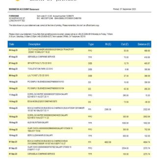 Bank of Jiangsu corporate account statement Word and PDF template download template file