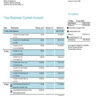 Barclays bank business account statement Word and PDF template download template file
