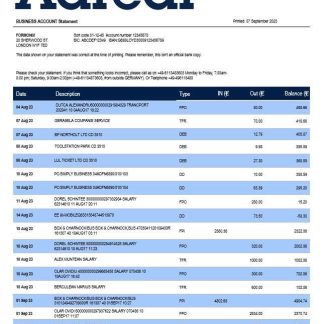 Aareal Bank firm account statement Word and PDF template download template file