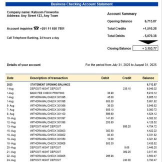 Berhan bank business firm account statement Word snd PDF format download template file