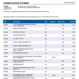 BGFI bank firm account statement Word and PDF format download template file