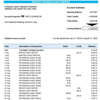 BGFI business bank statement Word and PDF format download template file