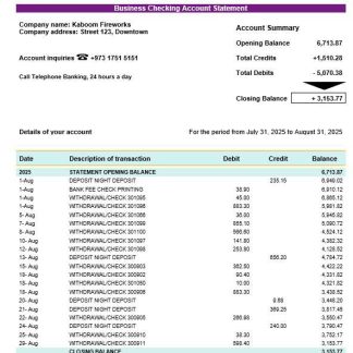 BISB business bank company account statement Word and PDF format download template file