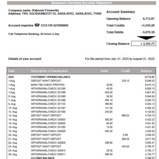 Bosnian Addiko enterprise account statement Word and PDF template download template file