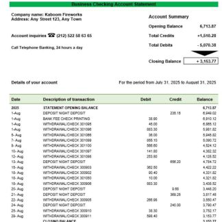 Burundi Bank of Africa bank organization checking account statement Word and PDF format download template file