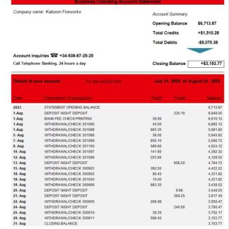CAIXABANK company bank statement Word and PDF template download template file