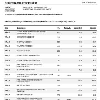 Aktia Bank business firm account statement Word snd PDF format download template file