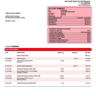 China Banking Corporation company account statement Word and PDF template download template file