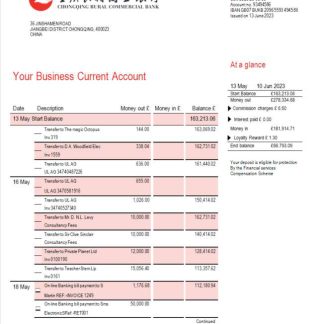 Chongqing Rural Commercial Bank firm account statement Word and PDF template download template file