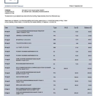 CL Financial Bank organization account statement Word and PDF template download template file