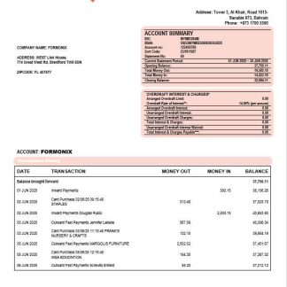 Al Salam firm account statement Word and PDF format download template file