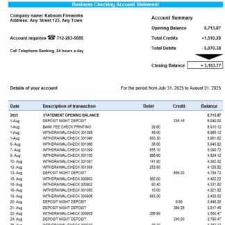 Crawford Technologies business firm account statement Word snd PDF format download template file