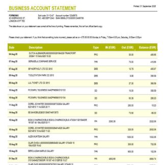 Credit Andorran bank business statement Word and PDF template download template file