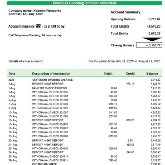 Crelan bank company checking account statement Word and PDF format download template file