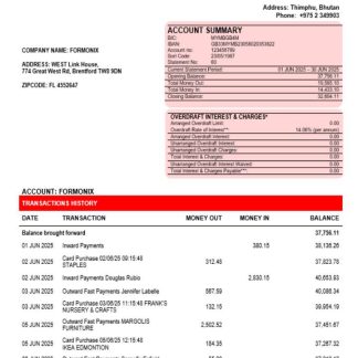 Croatian Zagreba?ka Bank business firm account statement Word snd PDF format download template file