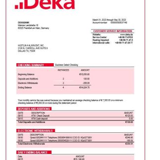 Dekabank firm statement Word and PDF template download template file