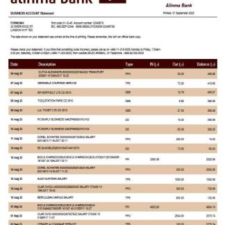Alinma Bank company statement Word and PDF template download template file