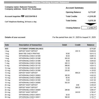 Dutch Bangla corporate checking account statement Word and PDF template download template file