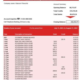 East West Bank firm account statement Word and PDF template download template file
