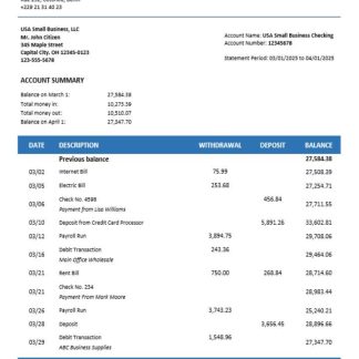 Ecobank enterprise statement Word and PDF format download template file