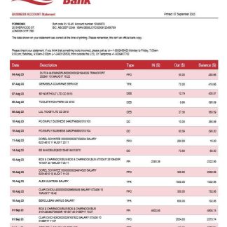 Flagstar Bank organization account statement Word and PDF template download template file