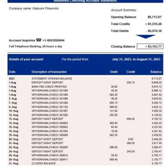 Fulton Financial Corporation enterprise account statement Word and PDF template download template file