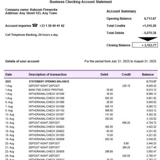 Groupe BPCE bank account business statement Word and PDF format download template file