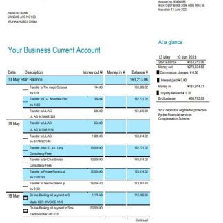 Hankou Bank organization account statement Word and PDF template download template file