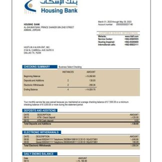 HBTF Bank firm account statement Word and PDF template download template file