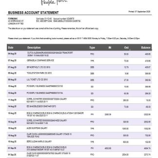 Heritage business bank statement Word and PDF format download template file