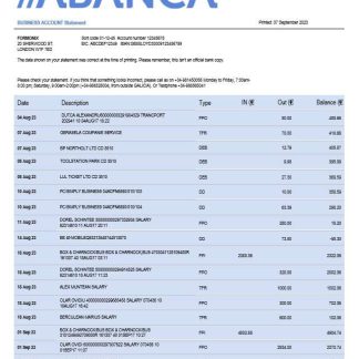 Abanca Bank firm account statement Word and PDF template download template file