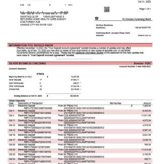 Huishang Bank firm account statement Word and PDF template download template file