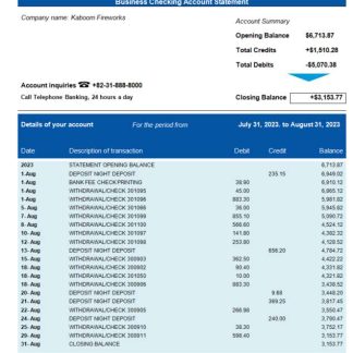 Industrial Bank of Korea business statement Word and PDF template download template file