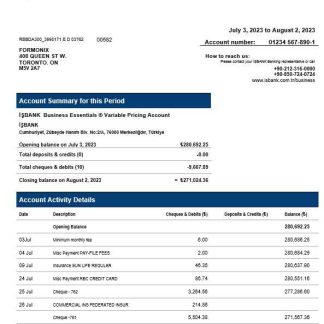 ??bank corporate checking account statement Word and PDF template download template file