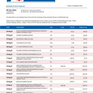 JOYO Bank bank statement download template file