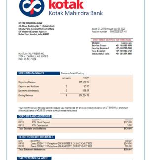 Kotak Mahindra Bank enterprise statement Word and PDF template download template file