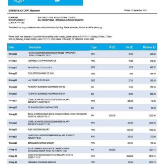 Krung Thai Bank organization statement Word and PDF template download template file
