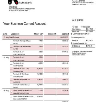 Kutxabank company account statement Word and PDF template download template file