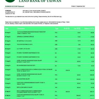 Land Bank of Taiwan firm account statement Word and PDF template download template file
