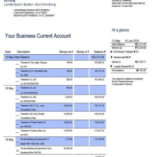 Landesbank Baden W??rttemberg enterprise account statement Word and PDF template download template file