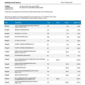 ANZ Bank corporate statement Word and PDF template download template file