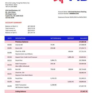 MB Bank company statement Word and PDF template download template file
