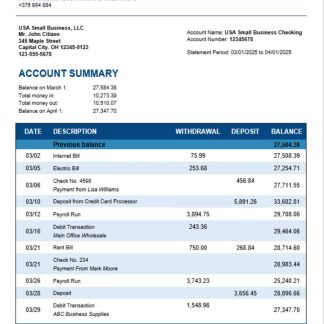 Morabank firm account statement Word and PDF format download template file