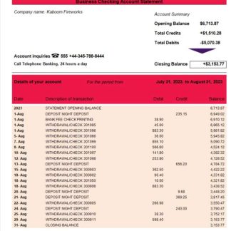 NatWest Bank enterprise account statement Word and PDF template download template file