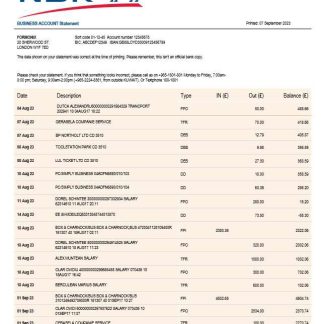 NBK Bank business statement Word and PDF template download template file